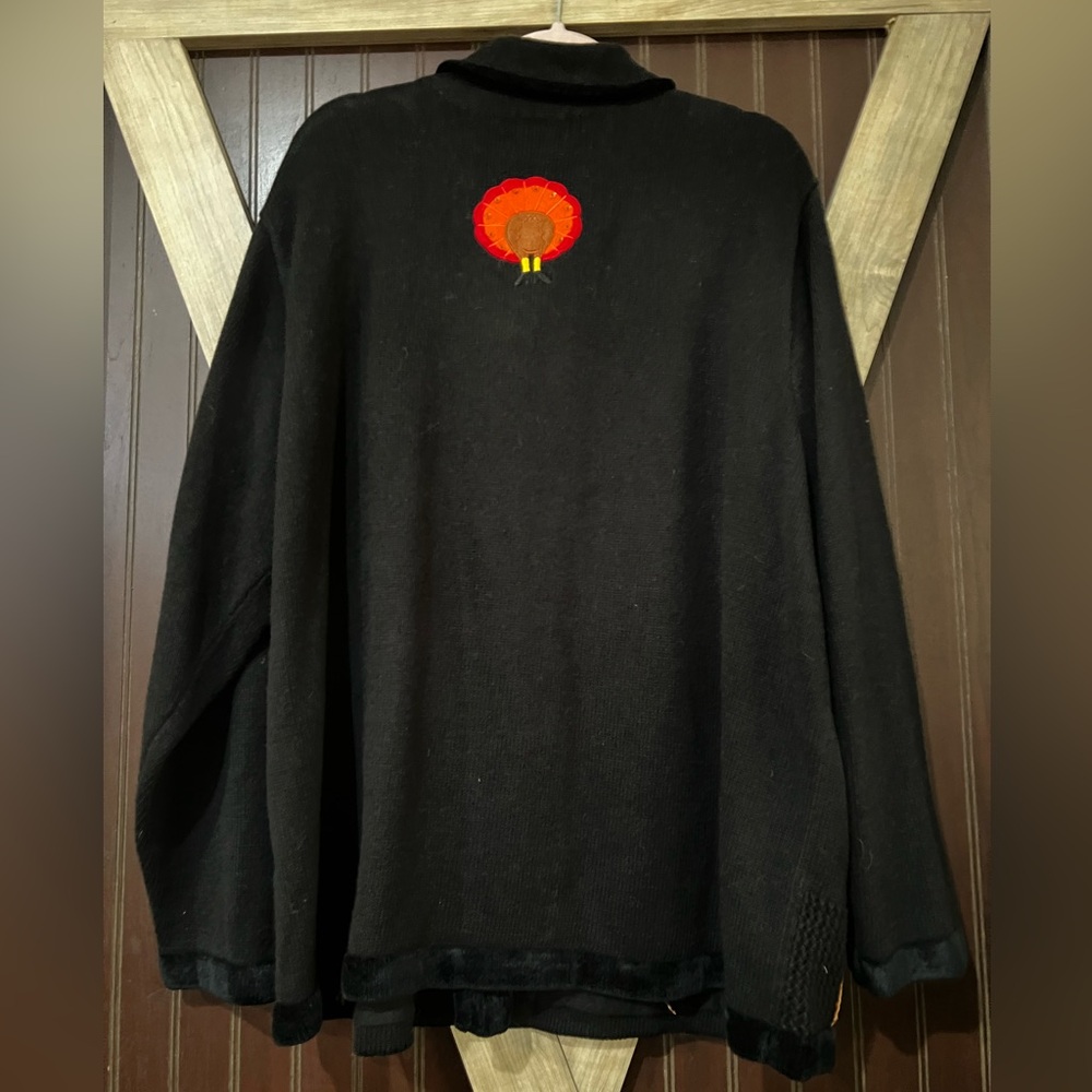 Quacker Factory Women’s Black Jacket with Colorful Embroidery for 🦃🧡🤎🖤💛 - Picture 8 of 10